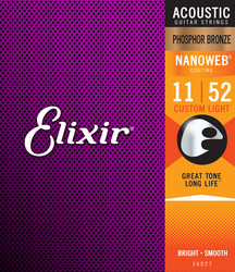 Elixir Nanoweb PB 11-52 Phosphor Bronze - Acoustic Guitar Strings