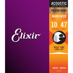 Elixir Nanoweb PB 10-47 Phosphor Bronze - Acoustic Guitar Strings