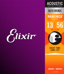 Elixir Nanoweb 13-56  80/20 Bronze - Acoustic Guitar Strings