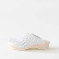 Clogs, perforated leather