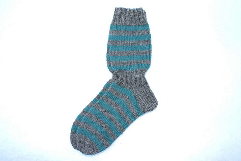 Raitasukat, koko 42-43, harmaa-petroolin sininen