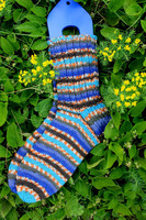 Sini-oranssi-kirjavat sukat 39-40, värikoodi 136