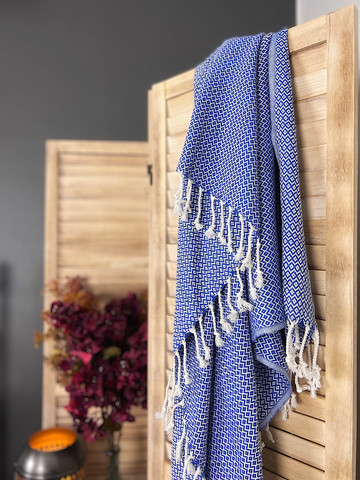 CRYSTAL Hammam-Towel Handloomed Ocean Blue