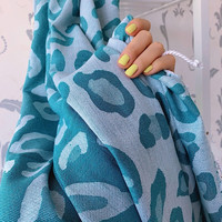 Hammam Towel Jacquard Leopard Petrol Green