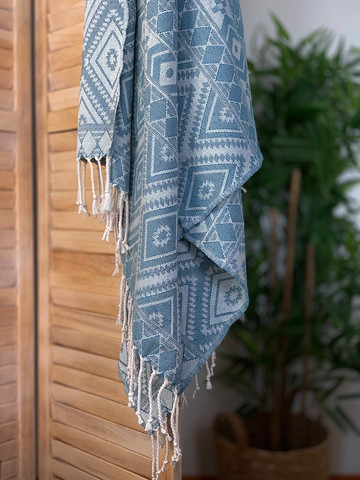 Hamam Handduk Oriental Petrol Blue Handvävda
