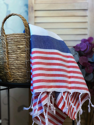 Hand/Face Hammam Towel Surf Denim-Red