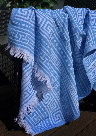 Hamam-pyyhe Jakardi Greek Sky Blue 175x 88, 100%puuvillaa