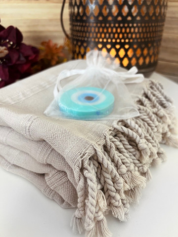 Stonewashed Stripe Hammam Towel & Eye soap Set