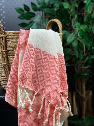 Hand/Face Hammam Towel Diamond Coral Pink
