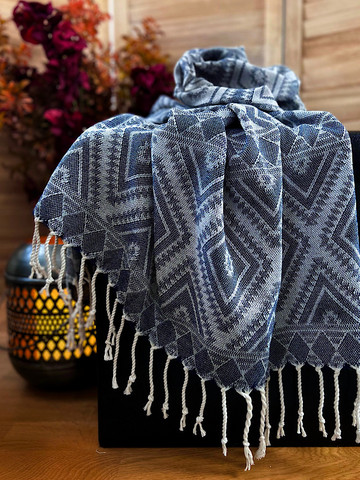 Hamam Handduk Oriental Dark Navy  Handvävda