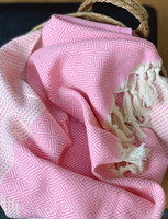 Diamond Stripe Hammam Towel Pink