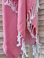 CRYSTAL Handloomed Hammam Towel  Coral Pink