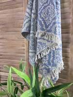 Jacquard Hammam Towel Baroque Sky Blue Organic Cotton