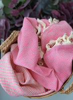 Hammam Towel Diamond Stripe Candy Pink
