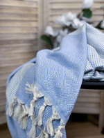 Hammam Towel Diamond Stripe Baby Blue