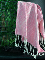 Oriental Hamam-käsipyyhe Käsinkudottu Baby Pink