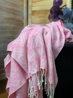 Hamam-pyyhe Oriental Baby Pink Käsinkudottu