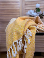Hamam Handduk Diamond Stripe Senap