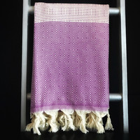 Hammam Towel Diamond Stripe Violet Orchid