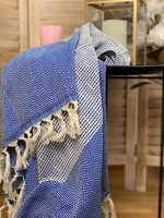 Hammam Towel Diamond Stripe Ocean Blue