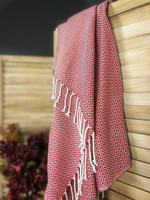 Hamam-pyyhe CRYSTAL Punainen Käsinkudottu 175x95, 100%puuvillaa