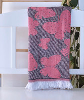 Hammam Towel Jacquard Butterfly Anthracite-Pink