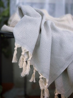 Hamam-pyyhe Timantti Stripe Vaaleanharmaa 180 x 100, 100%puuvillaa
