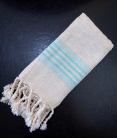 Hand/Face Linen Hand-loomed Hammam Towel Turquoise