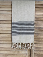 Hammam Towel LINEN Stripe Black Hand-loomed