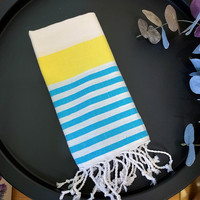 Hand/Face Hammam Towel Surf Turquoise-Yellow