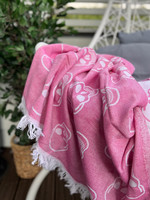 Hamam-pyyhe Jakardi Pääkallo Fuksia 175 x 94, 100%puuvillaa