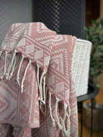 Hamam-pyyhe Oriental Dusty Pink Käsinkudottu 180 x 95, 100%puuvillaa