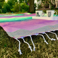 Hamam-pyyhe Beach Sateenkaari Pinkki 95 x 175, 100% puuvillaa