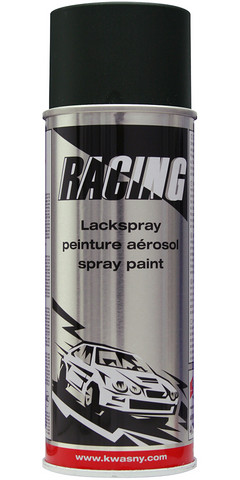 Racing musta spraymaali 400ml. kahdella suuttimella.