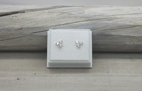 Sterling silver earrings three zirkon