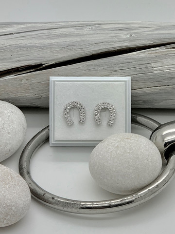 Sterling silver earrings horseshoe 11mm with zirkon