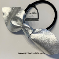 Arctic -leather hair bobble big, silver