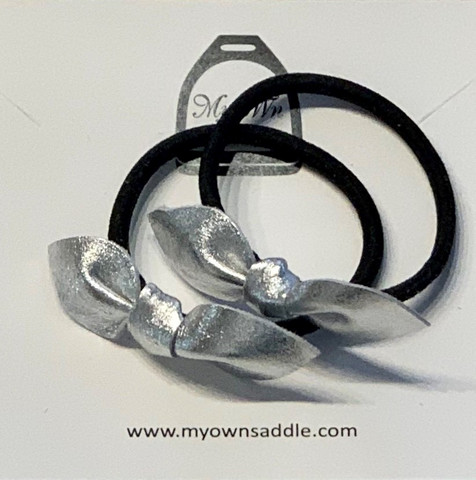 Arctic -leather hair bobble small, 2 pcs silver