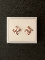Sterling silver earrings, light pink zirkon (big)