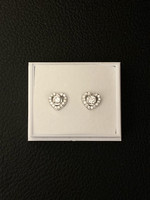 Sterling silver earrings, heart zirkon
