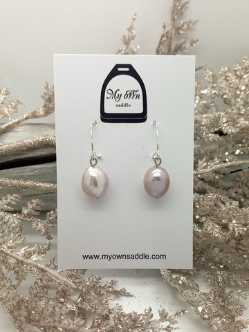 Sterling Silver 925 earrings, freshwater pearl, light pink