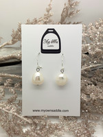 Sterling Silver 925 earrings, freshwater pearl, white