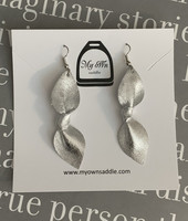 Arctic -leather earrings, big, silver