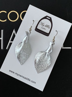 Arctic -leather earrings small, silver