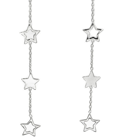 Silver Bar- Star x 3 ketjulla, hopeakorvakorut