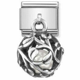Nomination Italy- Classic SilverShine Charms white pearl leaves