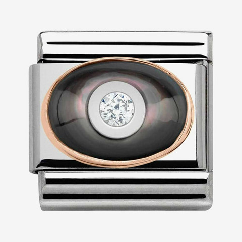 Nomination Italy- Classic, Rose Gold Black Pearl Charm