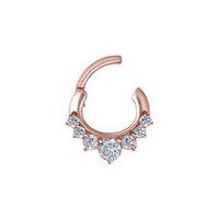 Clicker kaareva iso - 1,2 - 8 mm - ruusukulta. Swarovski kristalli.