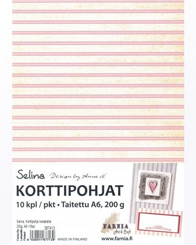 Selina 2-osainen korttipohja, roosaraita