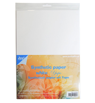 JOY Crafts- Synteettinen valkoinen paperi Yupo A4/ 5kpl